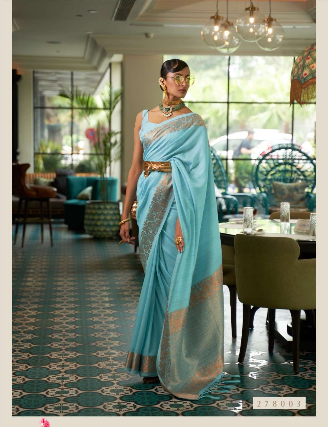 LATEST DESIGNER FANCY WEDDING PARTY WEAR HEAVY SKY BLUE BANARASI SILK FABRIC SAREE SM RAJTEX 278003