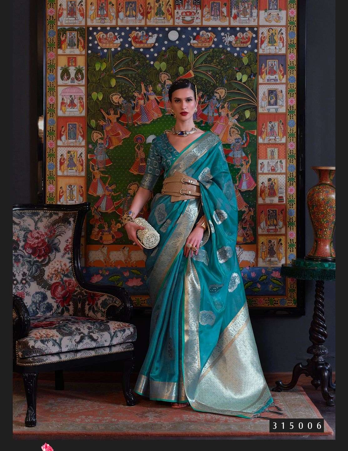 LATEST DESIGNER FANCY WEDDING PARTY WEAR HEAVY SKY BLUE ORGANZA SILK SAREE SM RAJTEX KABINI 315006