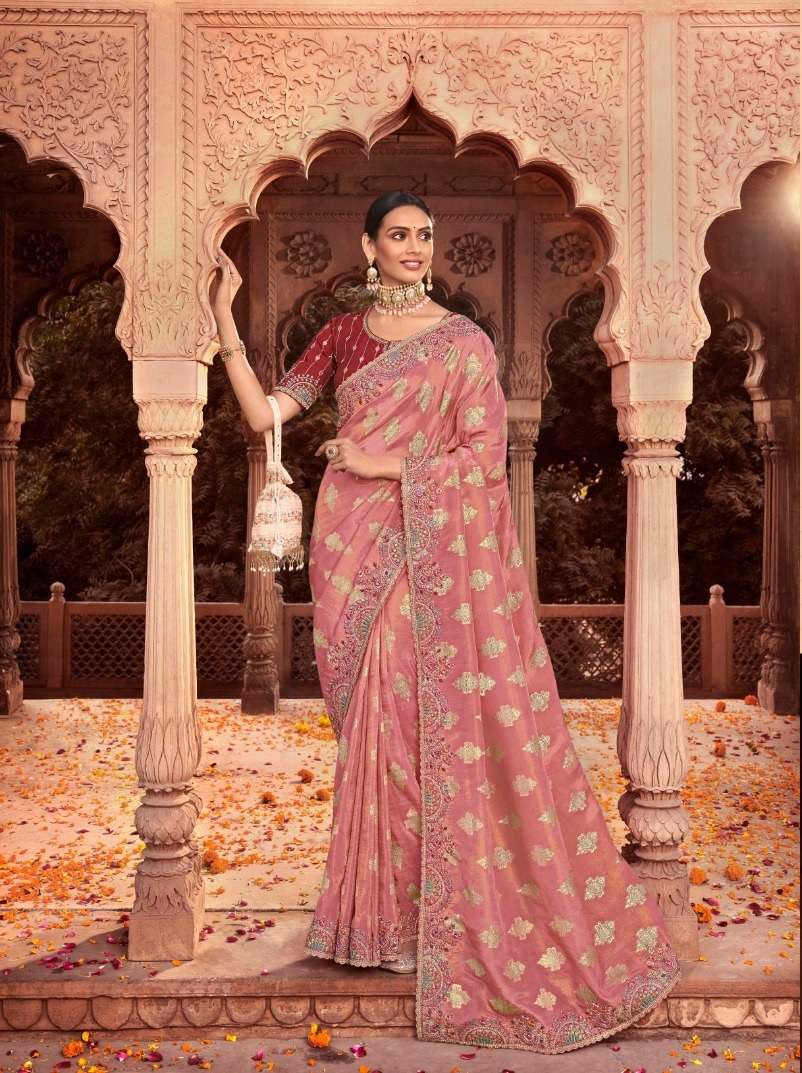 LATEST DESIGNER PEACE FANCY WEDDING PARTY WEAR HEAVY SILK SAREE SM MAHAVEERA 2101