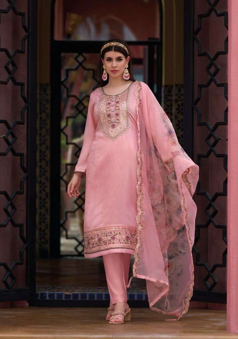 PINK DESIGNER READY TO WEAR FANCY WEDDING PARTY WEAR SILK STRAIGHT INDIAN PAKISTANI SALWAR SUIT EB IMROZ 1539