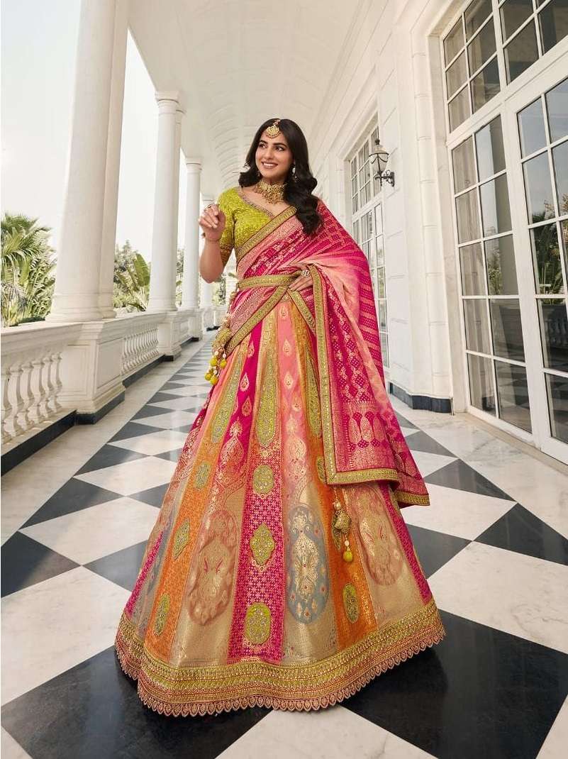 PREMIUM DESIGNER FANCY INDIAN BRIDAL WEDDING PARTY WEAR EXCLUSIVE HEAVY MULTICOLOR SILK LEHENGA CHOLI SM ROYAL1025