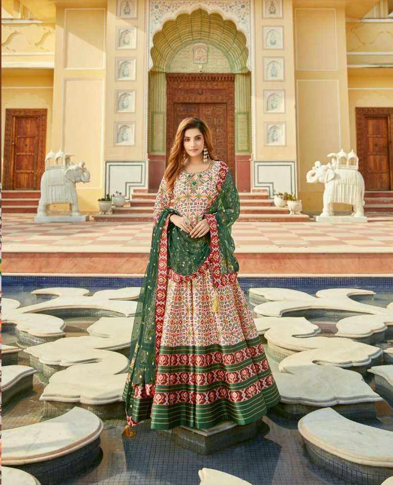 PURE SILK DESIGNER WEDDING PARTY WEAR LONG CHIKU GOWN COLLECTION VIRASAT 6003