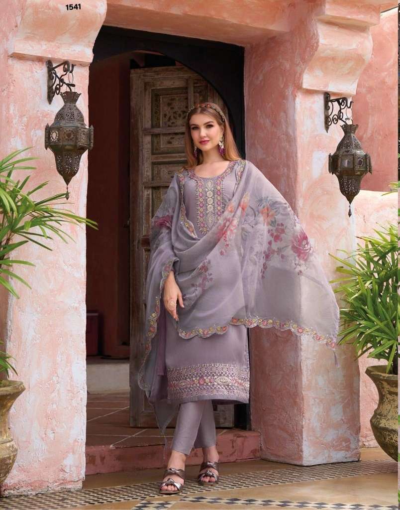 PURPLE DESIGNER READY TO WEAR FANCY WEDDING PARTY WEAR SILK STRAIGHT INDIAN PAKISTANI SALWAR SUIT EB IMROZ 1541