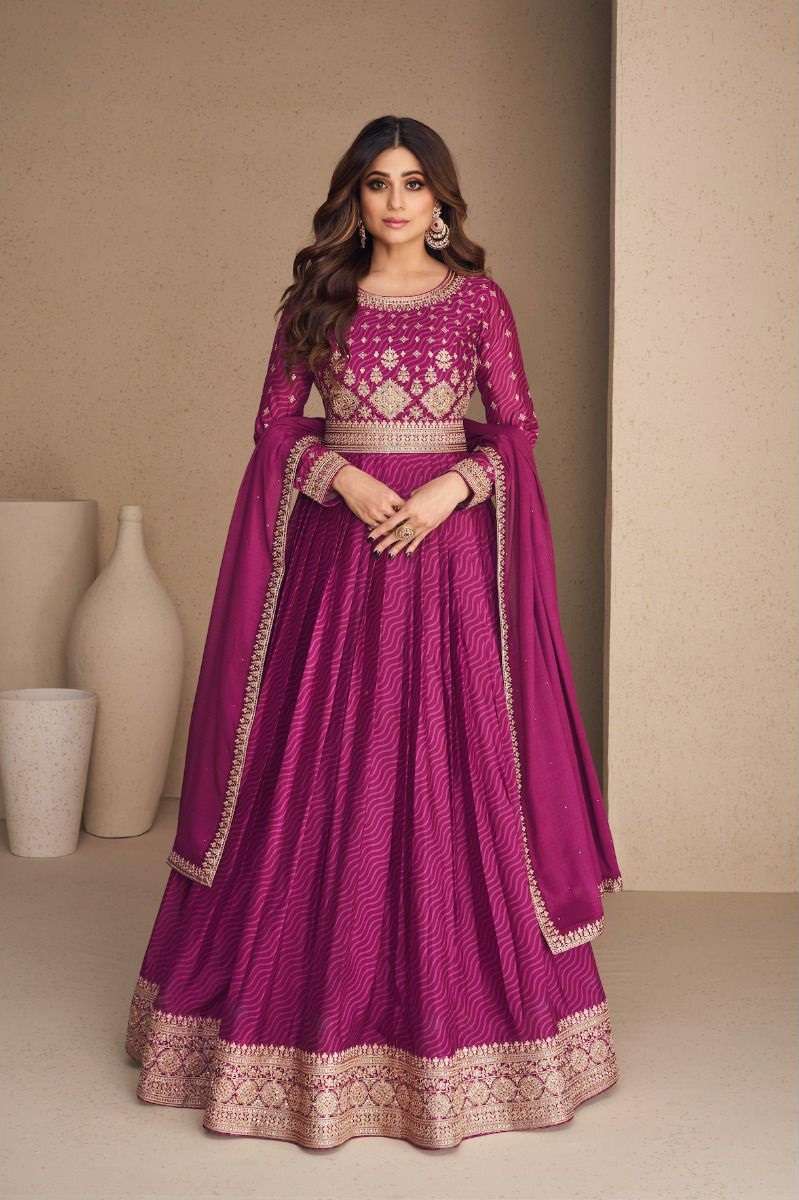 DESIGNER FANCY RANI PINK LONG ANARKALI CHINON SILK SALWAR SUIT GOWN EXCLUSIVE FOR PARTY WEAR AF RANI SAHIBA 9594