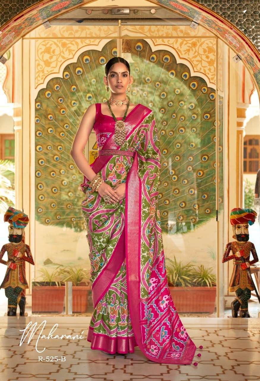 DESIGNER FANCY WEDDING PARTY WEAR DESIGNER GREEN BANARASI SILK FABRIC SAREE SM REVAA MAHARANI 525B