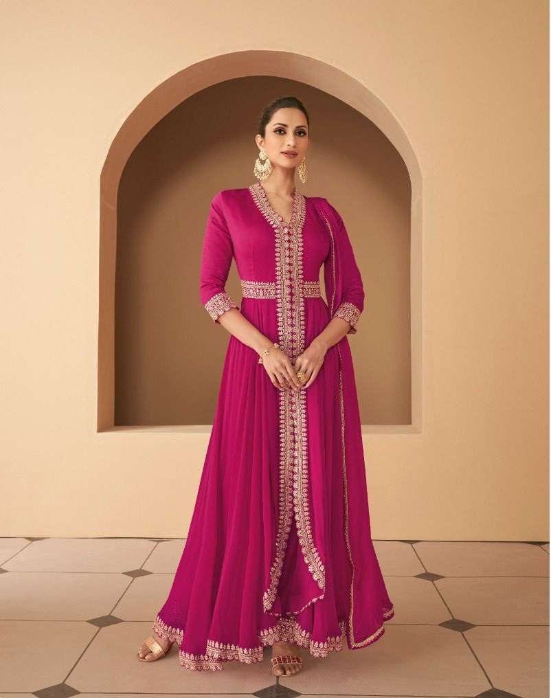 DESIGNER RANI PINK FANCY LONG ANARKALI GEORGETTE SALWAR SUIT GOWN EXCLUSIVE FOR PARTY WEAR AF BEGUM 5247