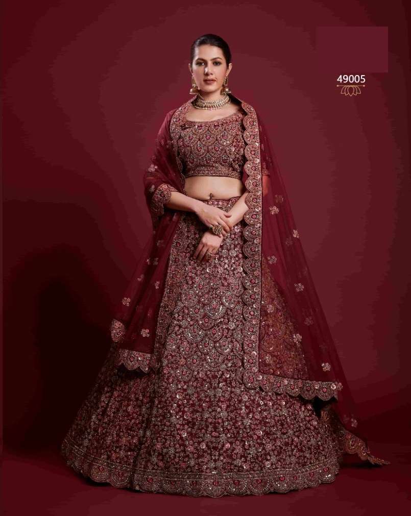 DESIGNER TRENDY STYLISH FANCY PARTY WEAR BURGUNDY GEORGETTE LEHENGA CHOLI ARYA POSHAK SM 49005