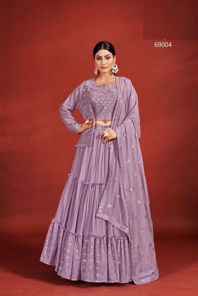 DESIGNER TRENDY STYLISH FANCY PARTY WEAR GEORGETTE LAVENDER LEHENGA CHOLI ARYA MAHIRA 69004