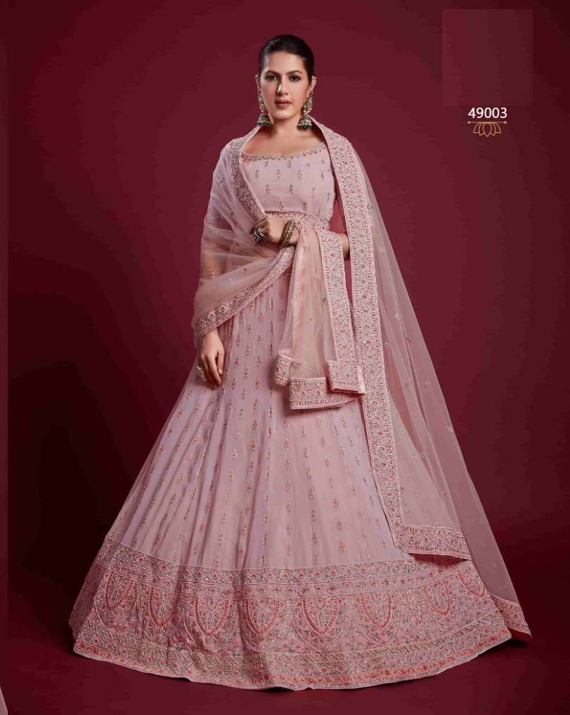 DESIGNER TRENDY STYLISH FANCY PARTY WEAR PEACE GEORGETTE LEHENGA CHOLI ARYA POSHAK SM 49003