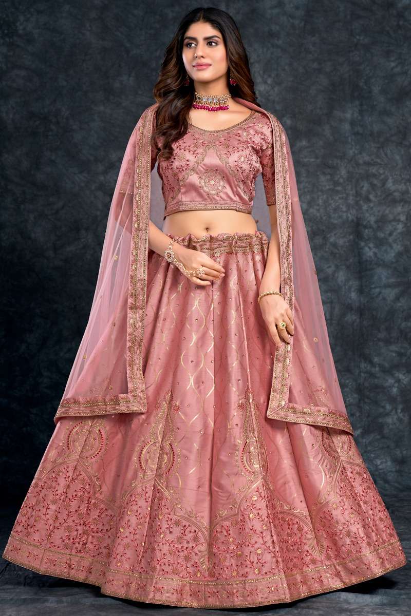 DESIGNER TRENDY STYLISH FANCY PARTY WEAR PEACE SILK LEHENGA CHOLI AHVN 3802