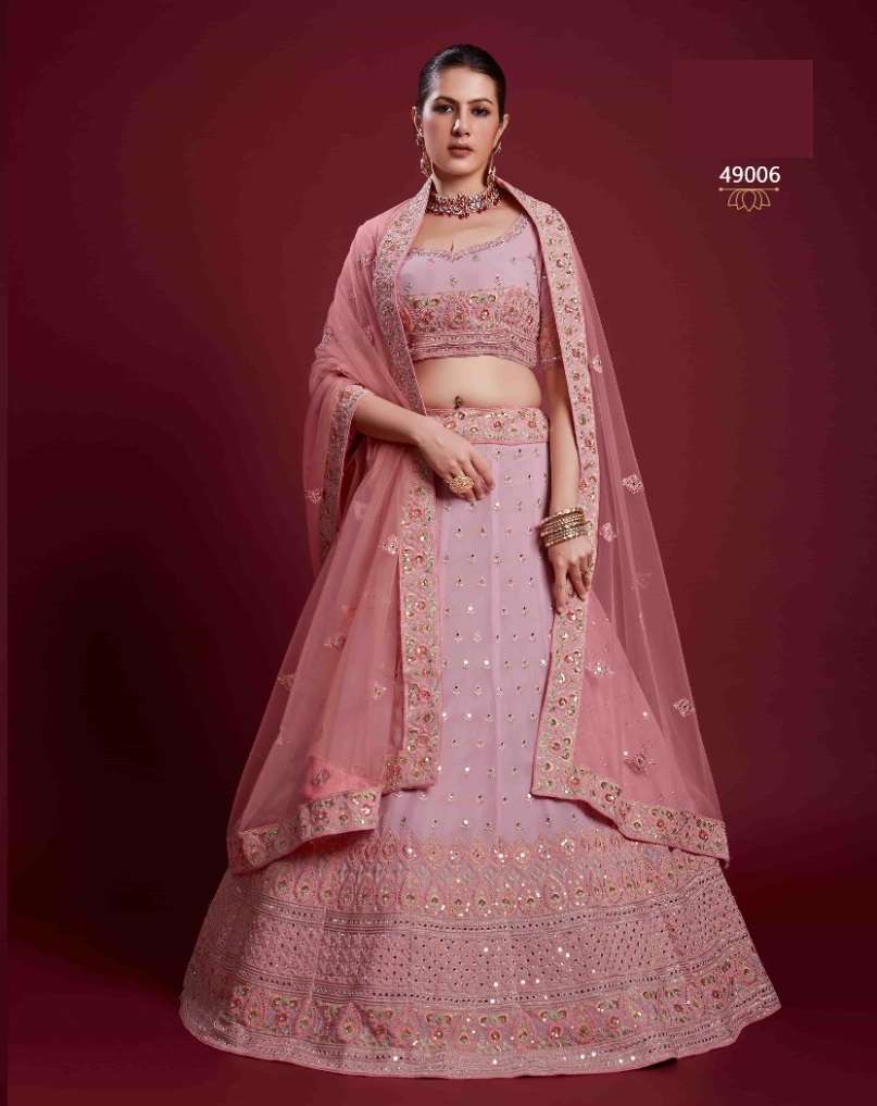 DESIGNER TRENDY STYLISH FANCY PARTY WEAR PINK GEORGETTE LEHENGA CHOLI ARYA POSHAK SM 49006