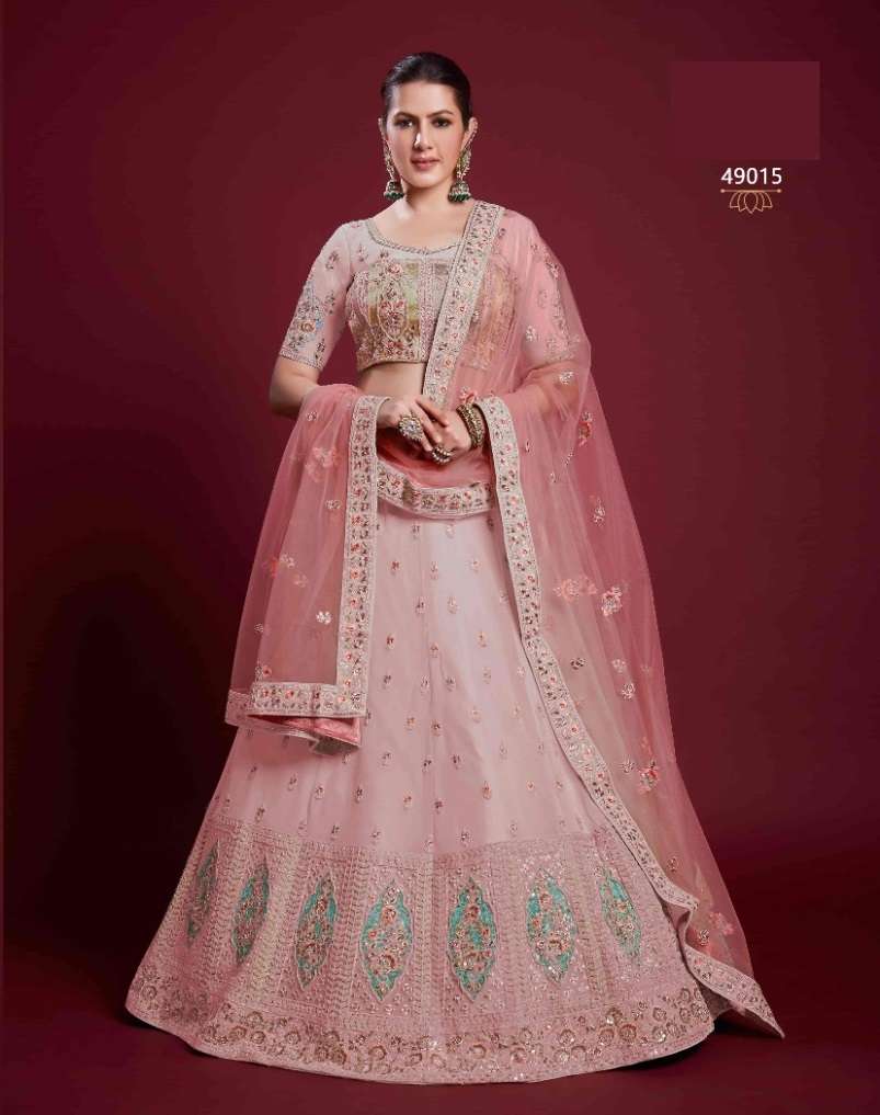 DESIGNER TRENDY STYLISH FANCY PARTY WEAR PINK GEORGETTE LEHENGA CHOLI ARYA POSHAK SM 49015