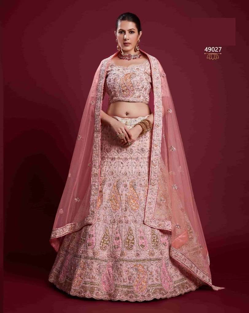 DESIGNER TRENDY STYLISH FANCY PARTY WEAR PINK GEORGETTE LEHENGA CHOLI ARYA POSHAK SM 49028