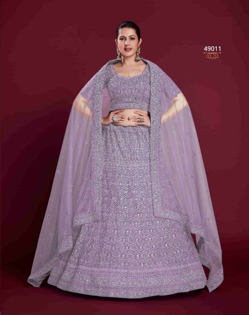 DESIGNER TRENDY STYLISH FANCY PARTY WEAR PURPLE GEORGETTE LEHENGA CHOLI ARYA POSHAK SM 49011