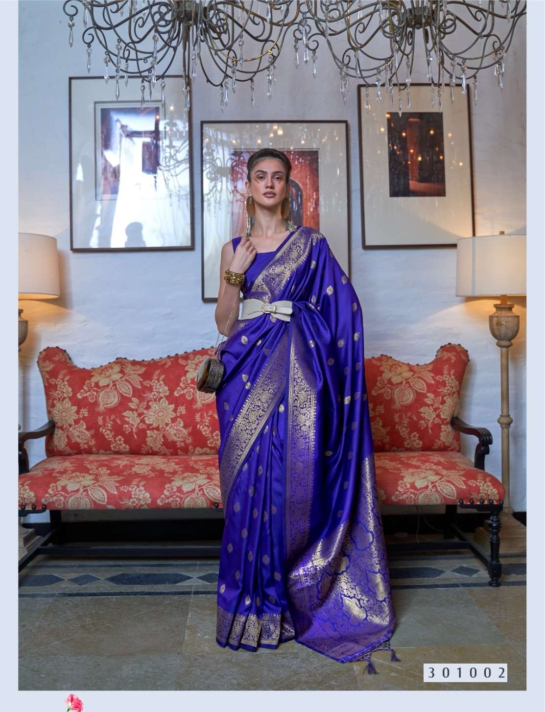 LATEST DESIGNER FANCY WEDDING PARTY WEAR BLUE SILK SAREE SM RAJTEX 301002