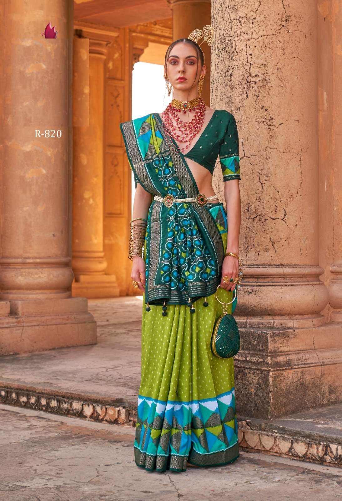 LATEST DESIGNER FANCY WEDDING PARTY WEAR GREEN SILK SAREE SM REVAA RAAG 820