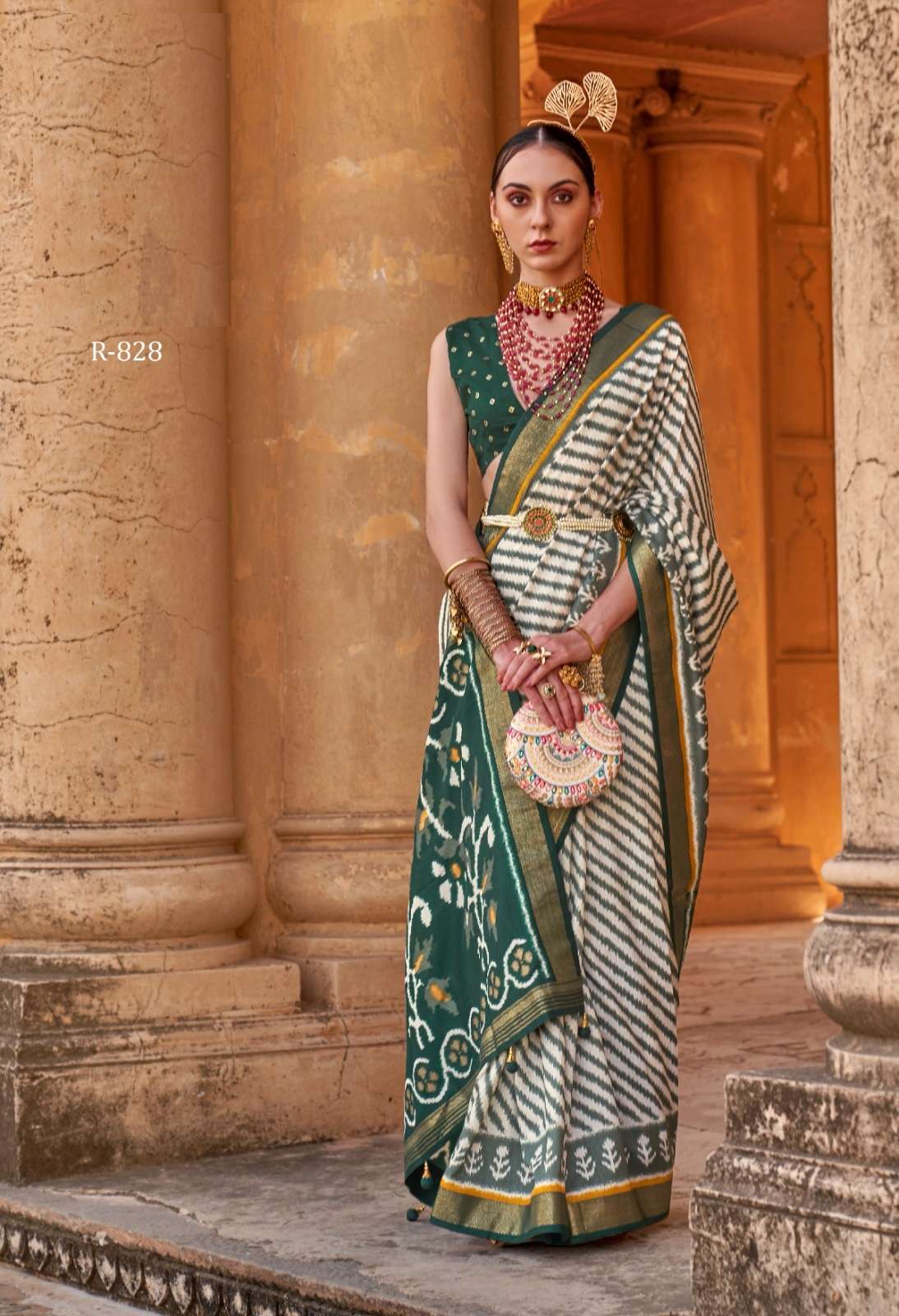 LATEST DESIGNER FANCY WEDDING PARTY WEAR GREEN SILK SAREE SM REVAA RAAG 828