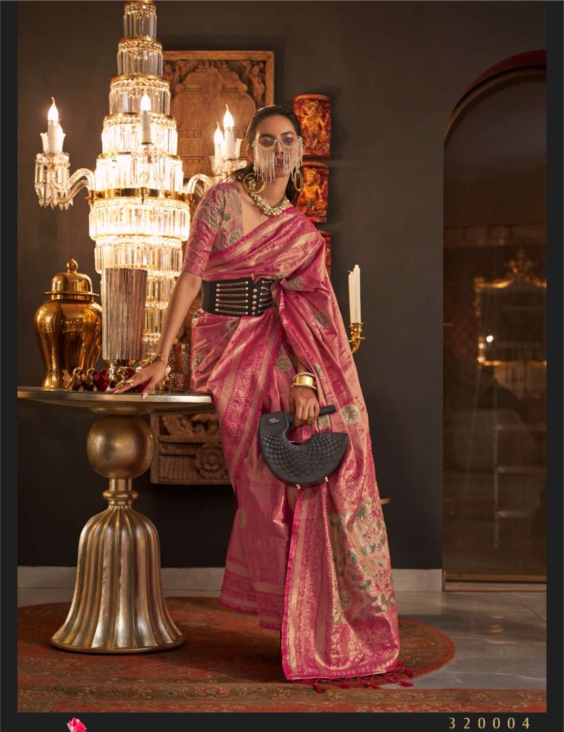 LATEST DESIGNER FANCY WEDDING PARTY WEAR HEAVY PINK SILK SAREE SM RAJTEX KANWAL 320004