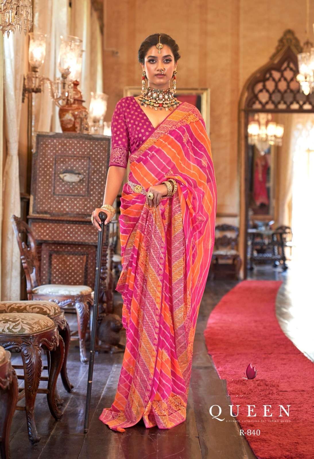 LATEST DESIGNER FANCY WEDDING PARTY WEAR HEAVY RANI PINK SILK SAREE SM REVAA QUEEN 840