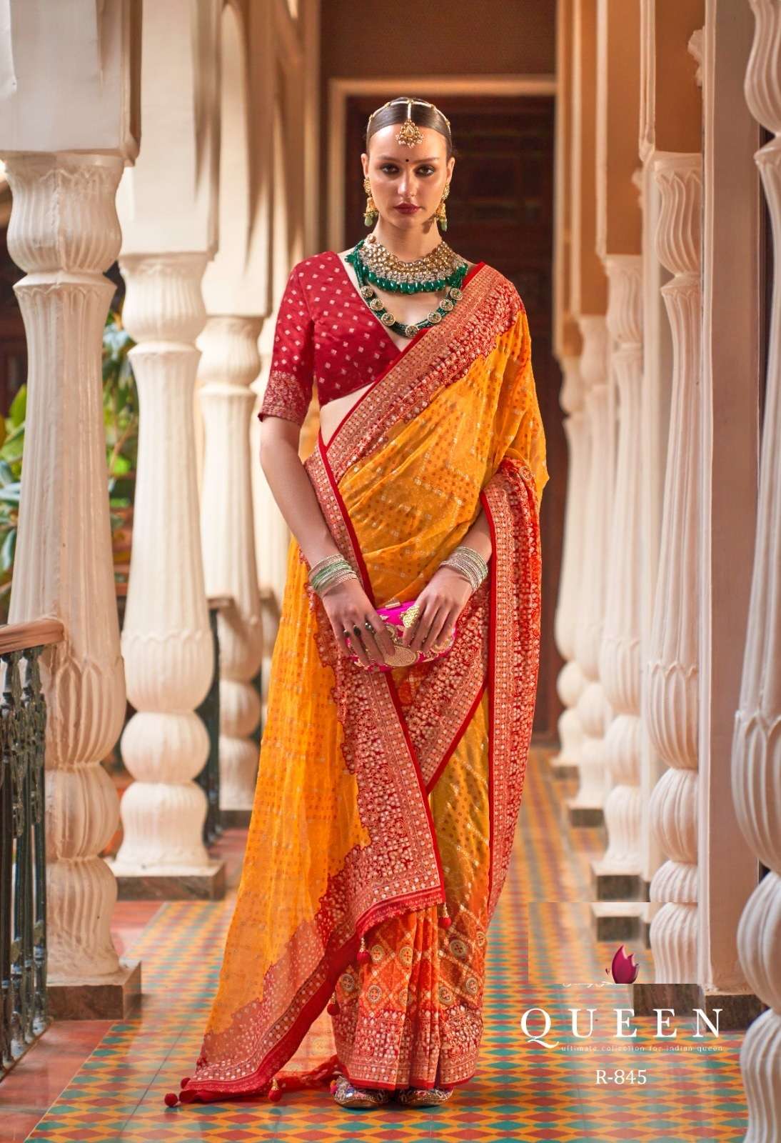 LATEST DESIGNER FANCY WEDDING PARTY WEAR HEAVY YELLOW SILK SAREE SM REVAA QUEEN 845