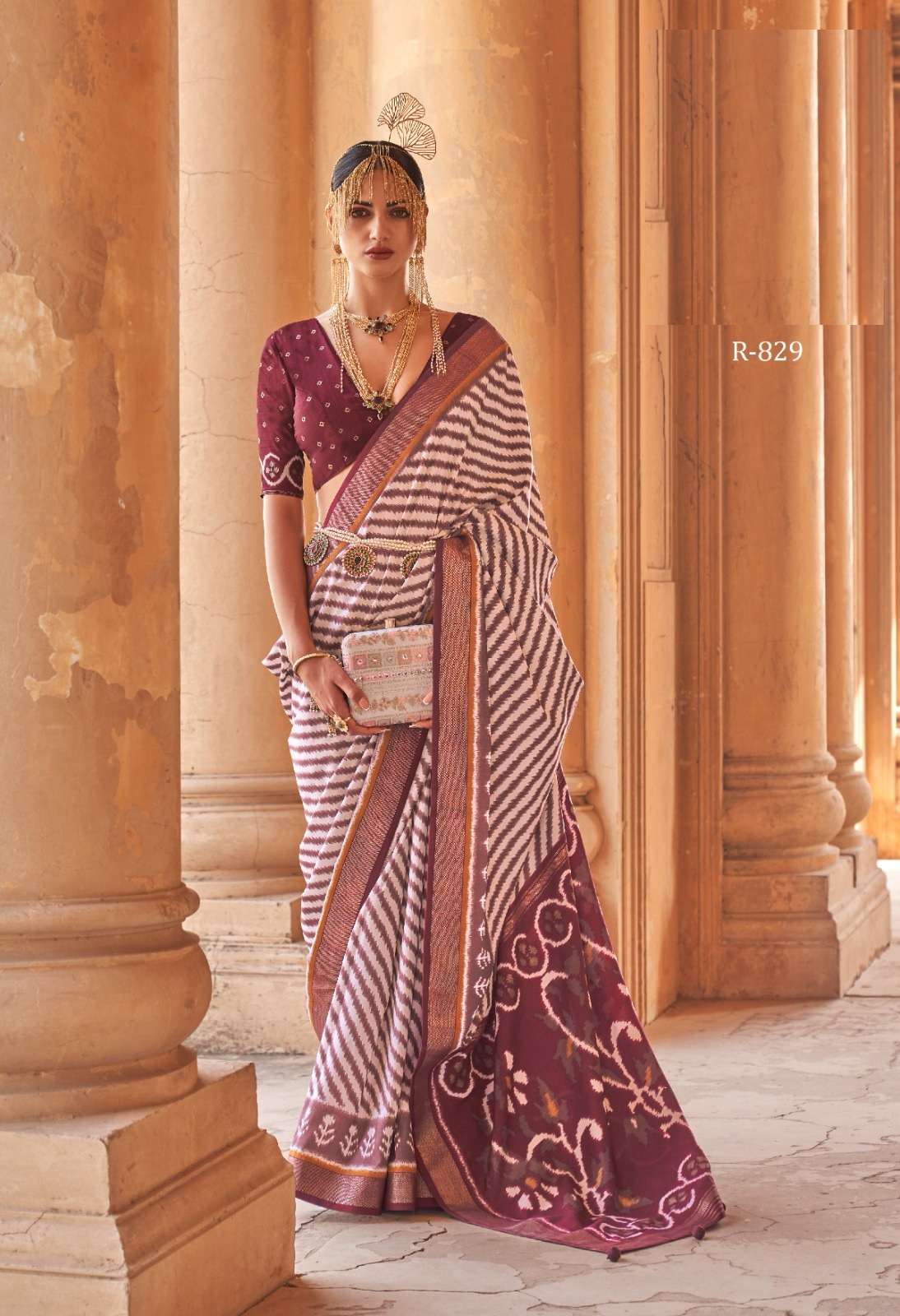 LATEST DESIGNER FANCY WEDDING PARTY WEAR MAROON SILK SAREE SM REVAA RAAG 829