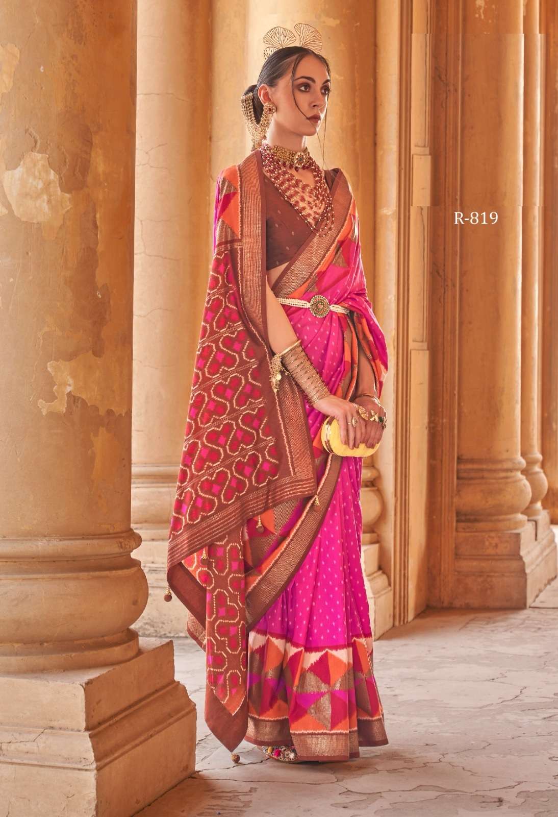 LATEST DESIGNER FANCY WEDDING PARTY WEAR PINK SILK SAREE SM REVAA RAAG 819