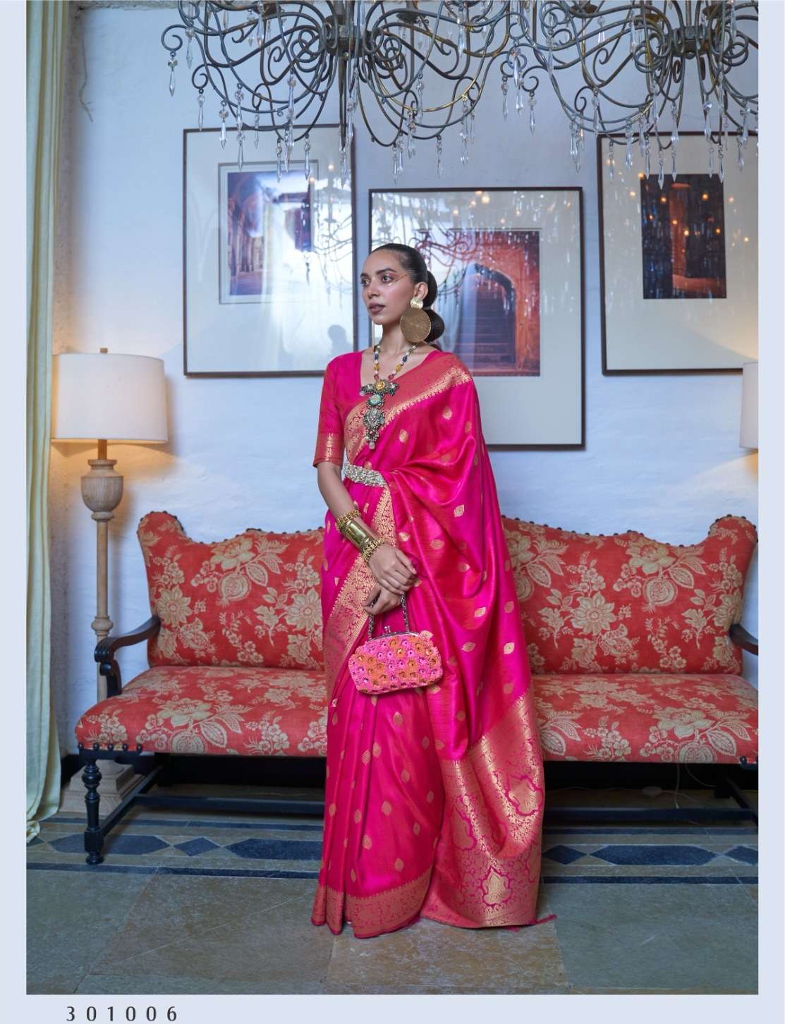 LATEST DESIGNER FANCY WEDDING PARTY WEAR PINK SILK SAREE SM RAJTEX 301006