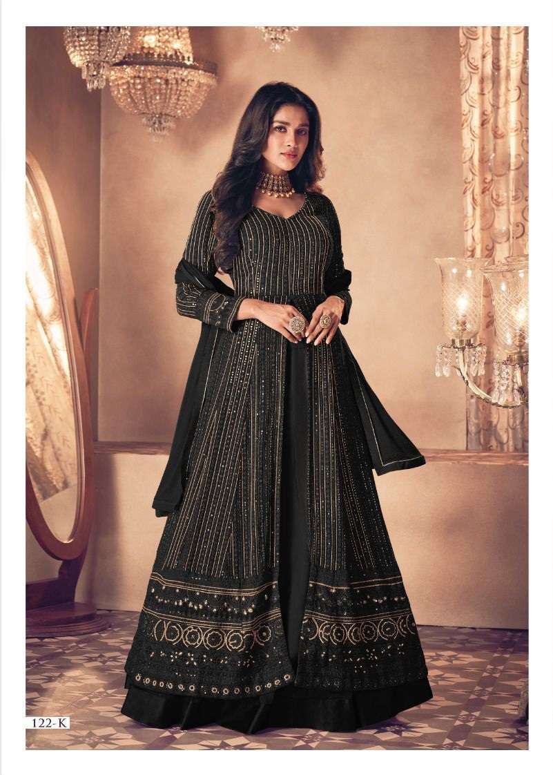 DESIGNER FANCY GEORGETTE BLACK LONG ANARKALI GOWN SALWAR SUIT GOWN EXCLUSIVE FOR PARTY WEAR SAYURI 122K