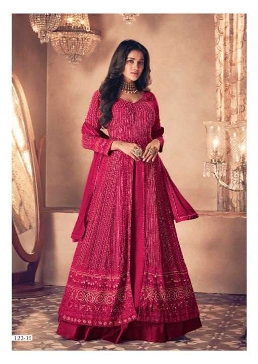 DESIGNER FANCY GEORGETTE PINK LONG ANARKALI GOWN SALWAR SUIT GOWN EXCLUSIVE FOR PARTY WEAR SAYURI 122H