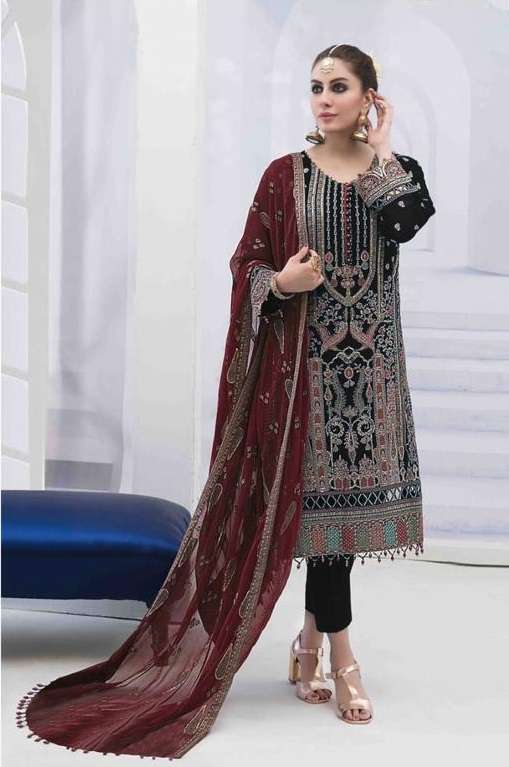 DESIGNER FANCY PARTY WEAR GEORGETTE BLACK PAKISATNI SALWAR SUIT JG 18786B