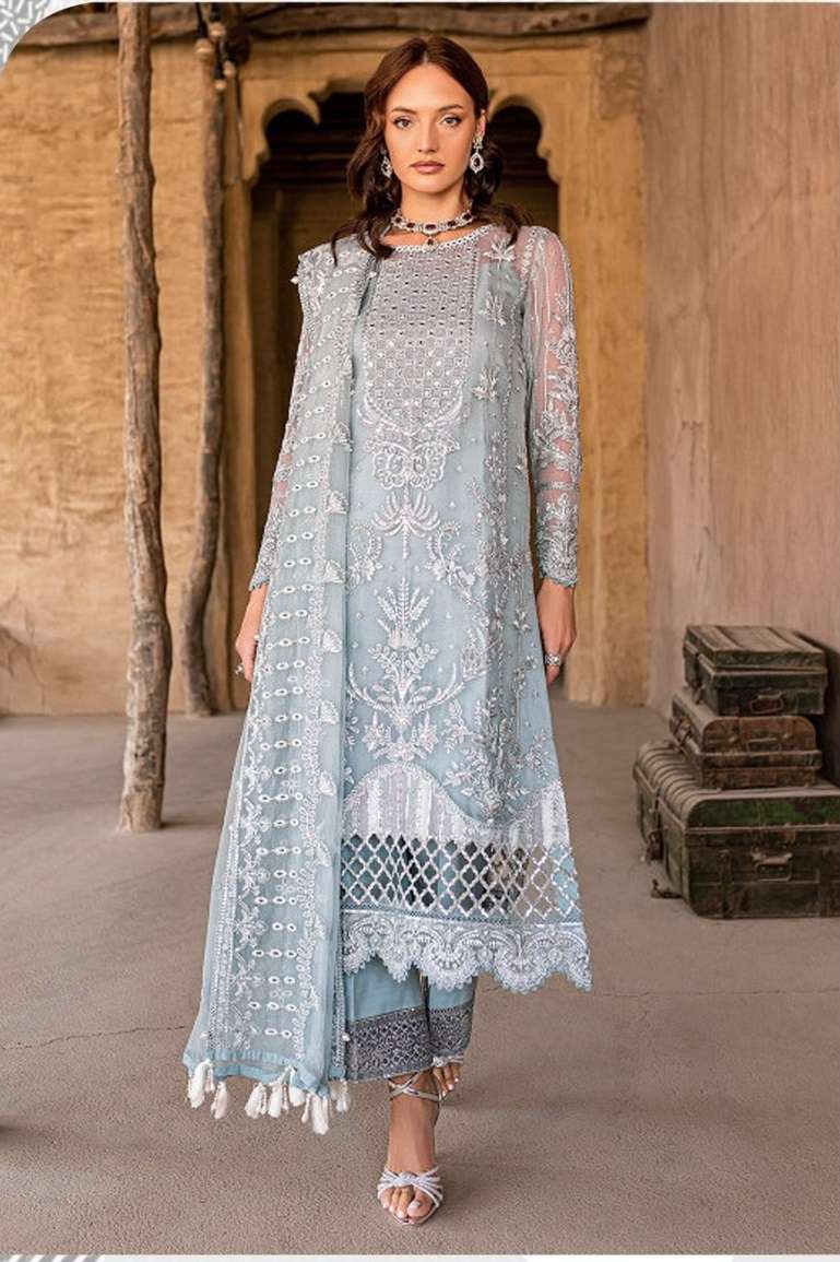 DESIGNER FANCY PARTY WEAR GEORGETTE GREY PAKISATNI SALWAR SUIT JG 1525A