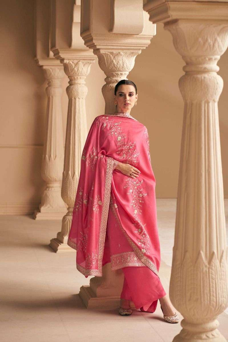 DESIGNER FANCY PARTY WEAR PEACE PREMIUM SILK STRAIGHT SALWAR SUIT AF FALAK 9652