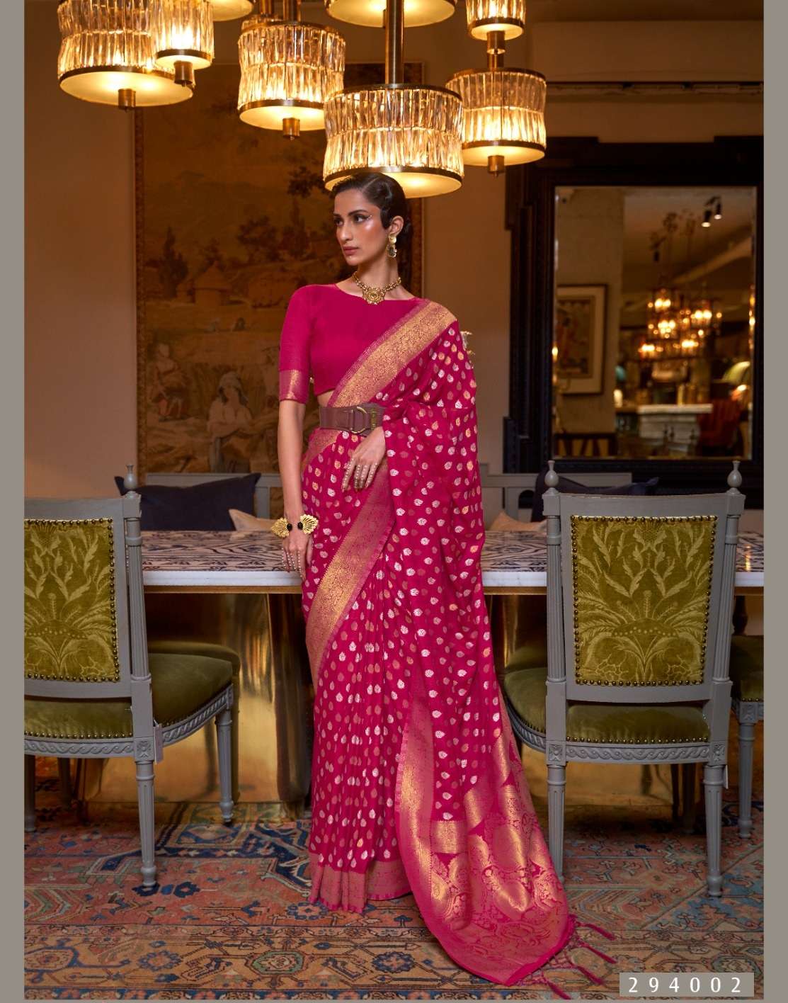 DESIGNER FANCY WEDDING PARTY WEAR DESIGNER PINK SILK SAREE SM RAJTEX KLOSSET 294002