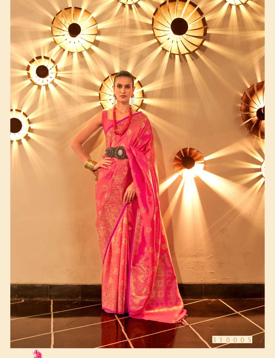 DESIGNER FANCY WEDDING PARTY WEAR DESIGNER PINK SILK SAREE SM RAJTEX KORNELLA 310005