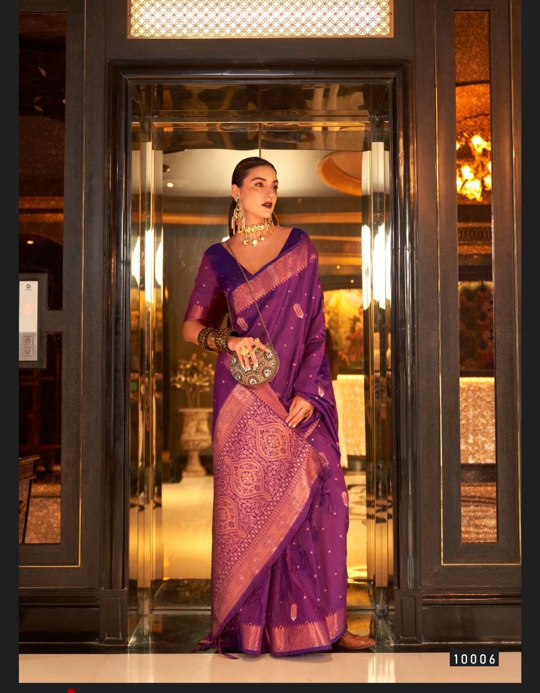 DESIGNER FANCY WEDDING PARTY WEAR DESIGNER PURPLE SILK FABRIC SAREE SM RAJBEER KALAURA 10006