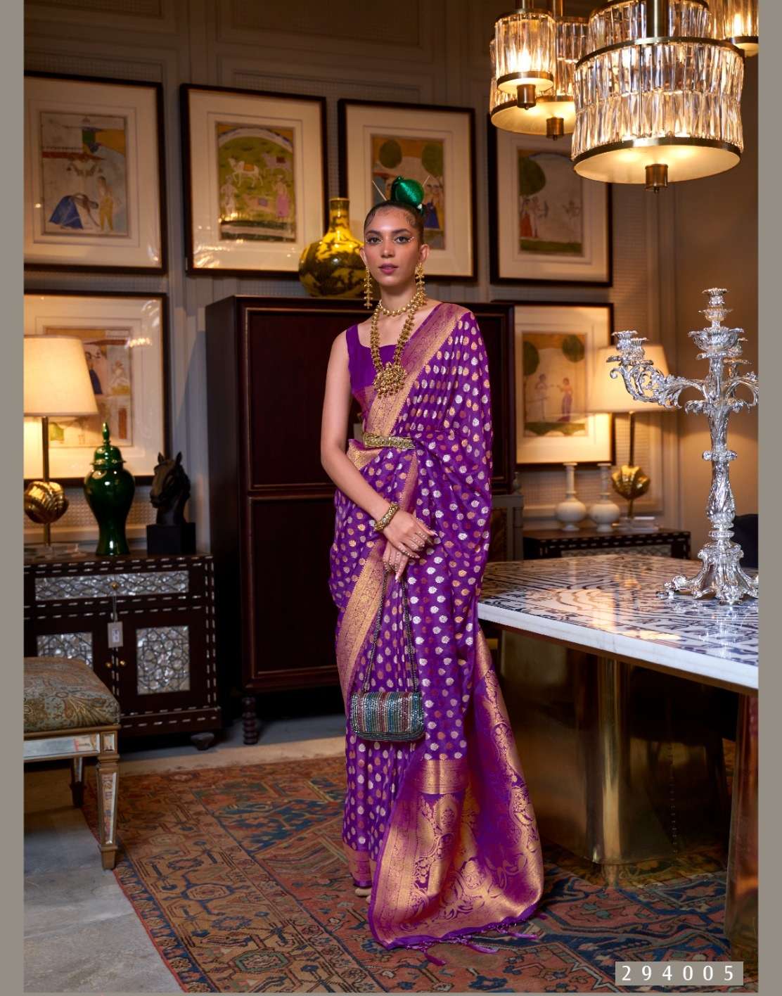 DESIGNER FANCY WEDDING PARTY WEAR DESIGNER PURPLE SILK SAREE SM RAJTEX KLOSSET 294005