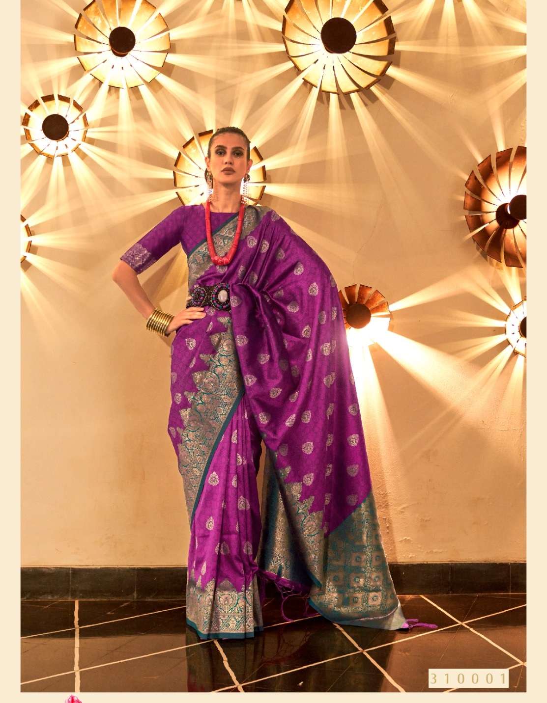 DESIGNER FANCY WEDDING PARTY WEAR DESIGNER PURPLE SILK SAREE SM RAJTEX KORNELLA 310001