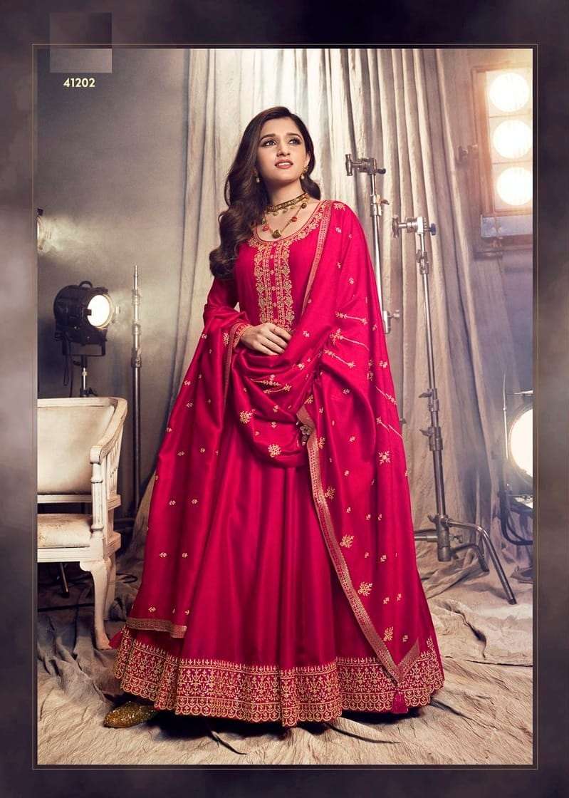 DESIGNER SILK PINK ANARKALI SALWAR SUIT GOWN WITH DUPATTA IN LATEST RH 41202