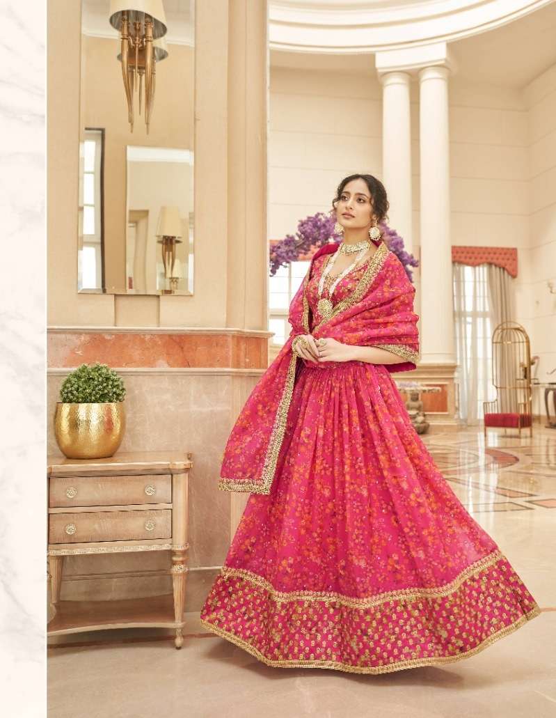 DESIGNER TRENDY STYLISH FANCY PARTY WEAR ART SILK PINK LEHENGA CHOLI SHREEMATEE FASHION ZC CULTURAL 7422