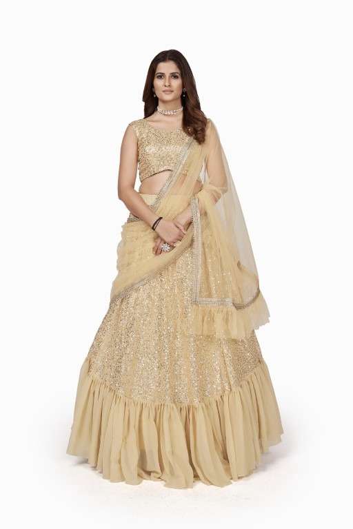 DESIGNER TRENDY STYLISH FANCY PARTY WEAR CREAM GEORGETTE LEHENGA CHOLI AHVN 1705