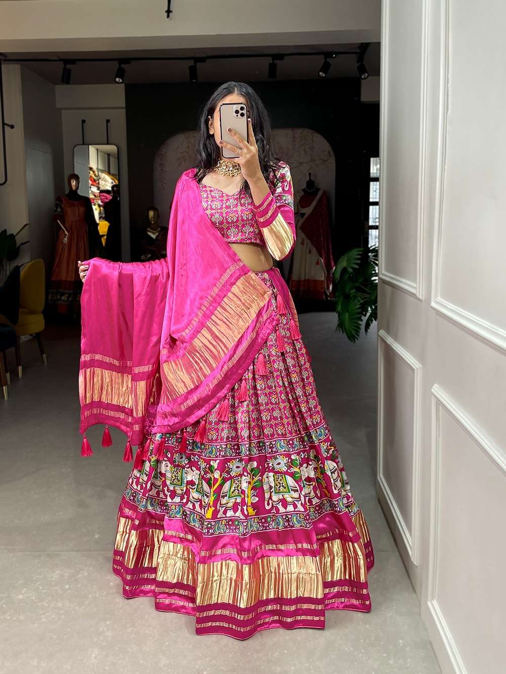 BOLLYWOOD DESIGNER TRENDY STYLISH FANCY PARTY WEAR PURE PINK GAJI SILK LEHENGA CHOLI SHREEMATEE FASHION PC 1646PINK