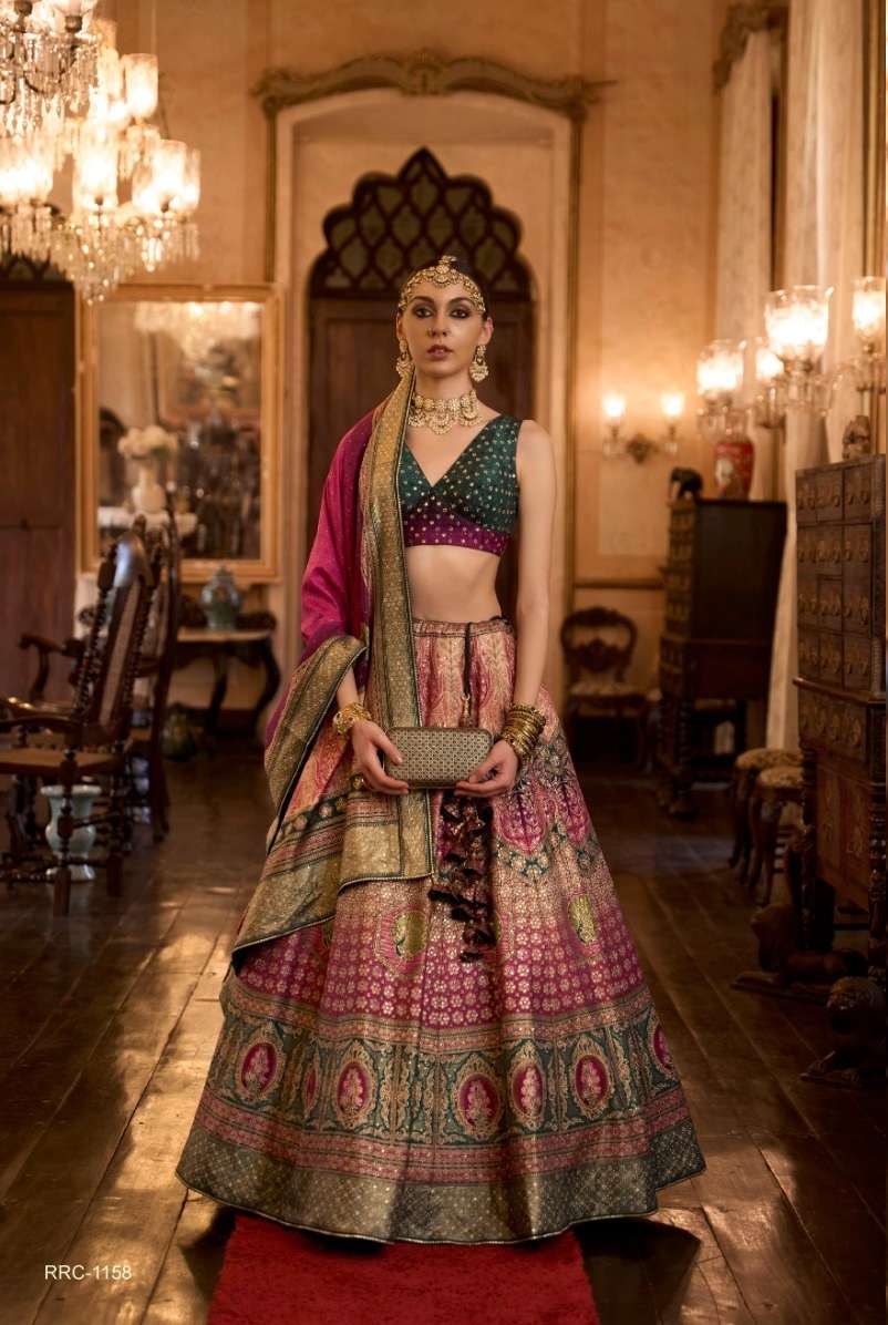 DESIGNER BRIDAL WEDDING PARTY WEAR RAJWADI SILK LEHENGA CHOLI WITH AARI WORK SM REVAA TAJ MAHAL 1158