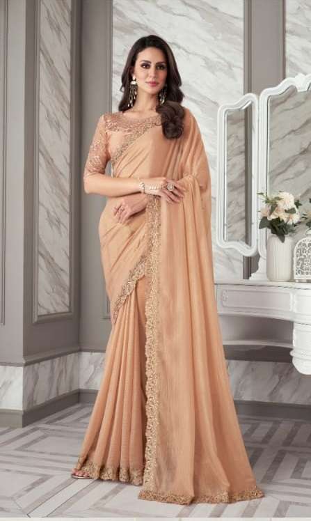 DESIGNER FANCY FABRIC NEW STYLISH PEACE BOLLYWOOD SAREE IN IMPORTED FANCY FABRIC SM ANMOL EXOTIQUE 9015