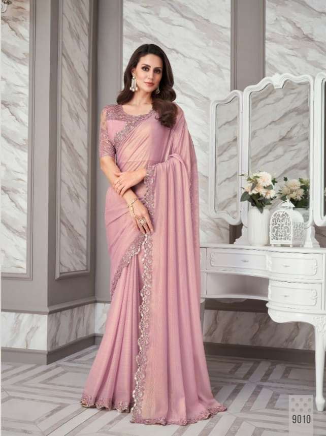 DESIGNER FANCY FABRIC NEW STYLISH PINK BOLLYWOOD SAREE IN IMPORTED FANCY FABRIC SM ANMOL EXOTIQUE 9010