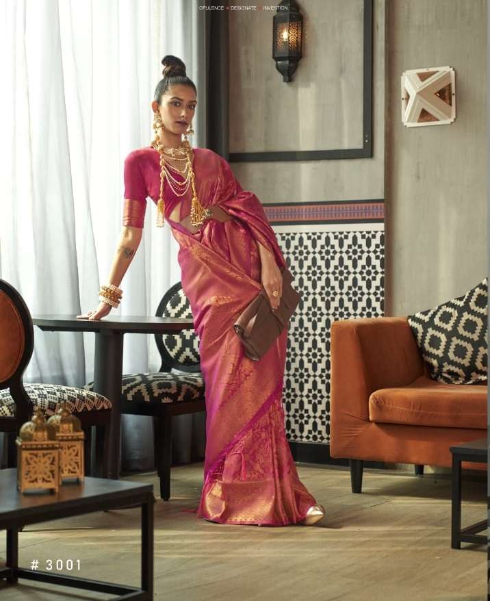 DESIGNER FANCY WEDDING PARTY WEAR DESIGNER FANCY PREMIUM PINK SILK SAREE SM RAJBEER 3001