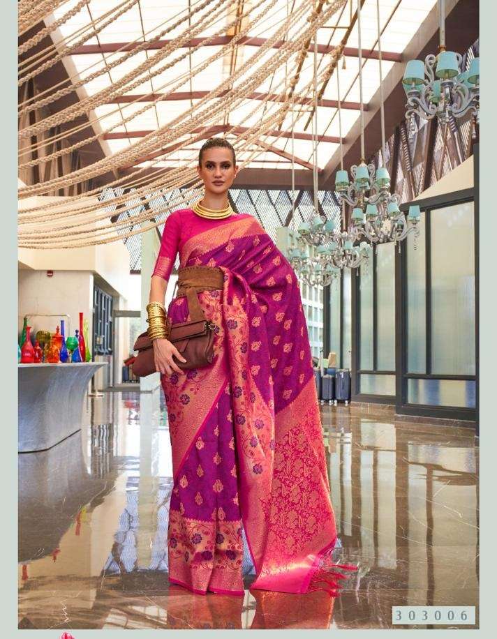 DESIGNER FANCY WEDDING PARTY WEAR DESIGNER FANCY RANI WEAVING SILK SAREE SM RAJTEX KALKAA 303006