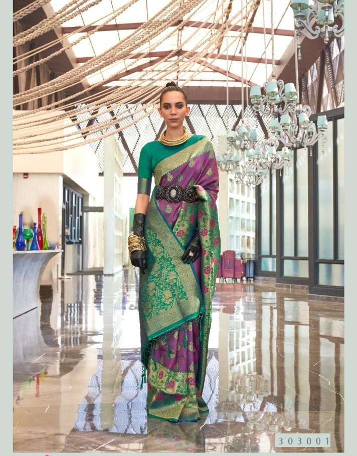 DESIGNER FANCY WEDDING PARTY WEAR DESIGNER FANCY WEAVING PURPLE SILK SAREE SM RAJTEX KALKAA 303001