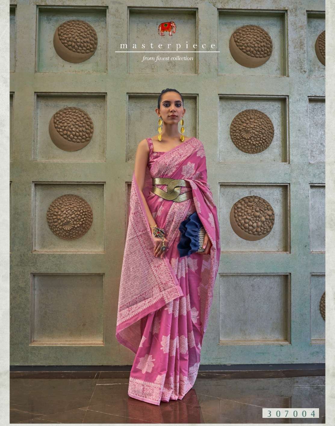 DESIGNER FANCY WEDDING PARTY WEAR DESIGNER FANCY WEAVING SILK PINK SAREE SM RAJTEX KSHENAAZ 307004