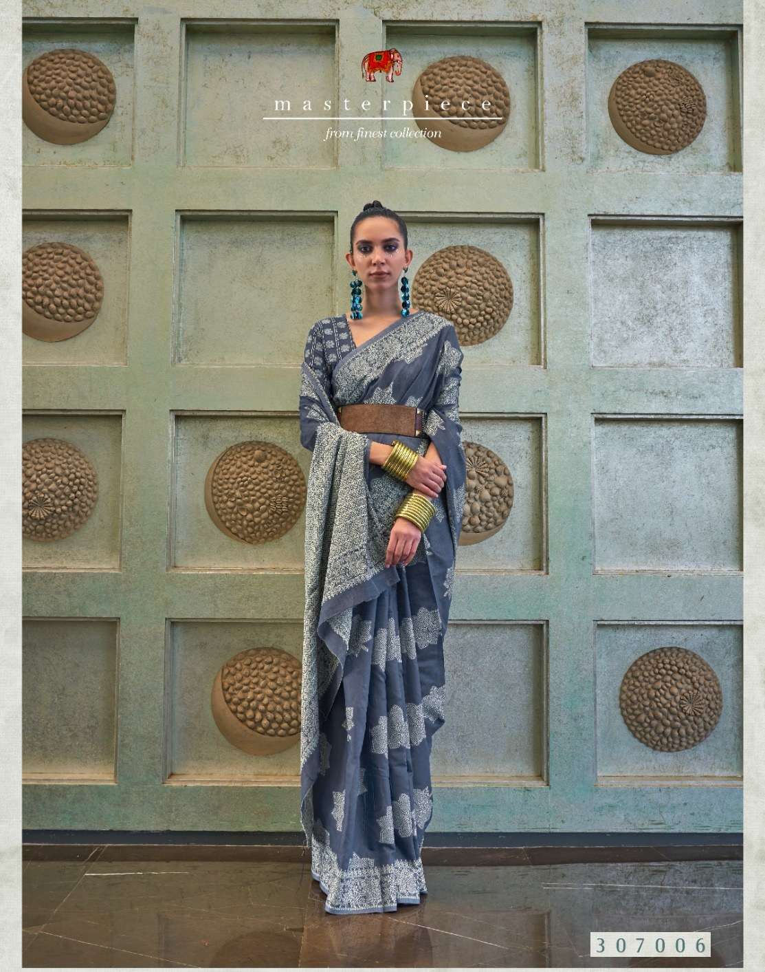 DESIGNER FANCY WEDDING PARTY WEAR DESIGNER FANCY WEAVING SILK BLUE SAREE SM RAJTEX KSHENAAZ 307006