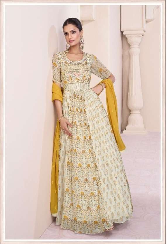 DESIGNER REAL GEORGETTE ANARKALI SALWAR SUIT GOWN WITH NAZMEEN DUPATTA SY VARTIKA 5285